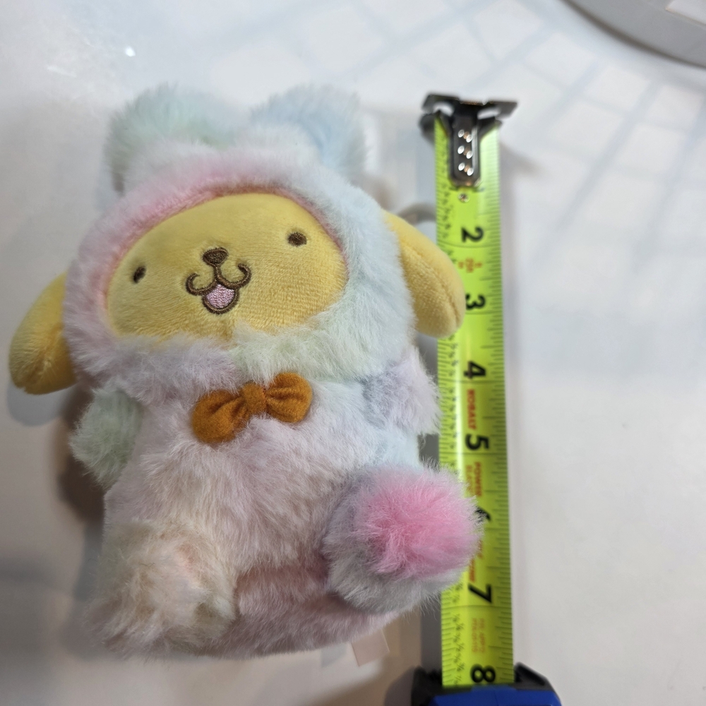 Sanrio Pompompurin Plush Bunny Costume Keychain Pastel Rainbow Mini Plush - Picture 5 of 9